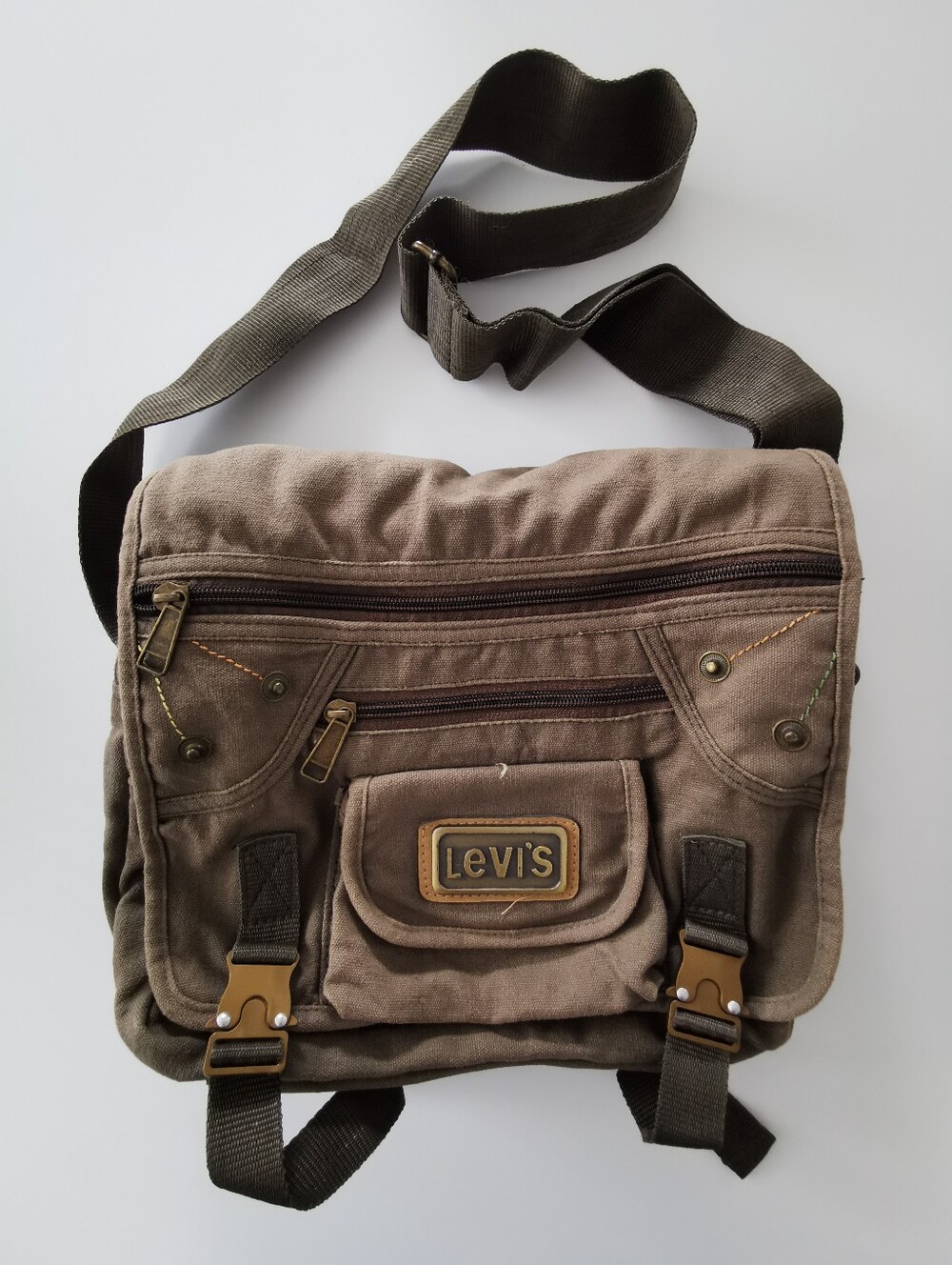 Levi's Brown Canvas Crossbody Messenger Bag Unisex